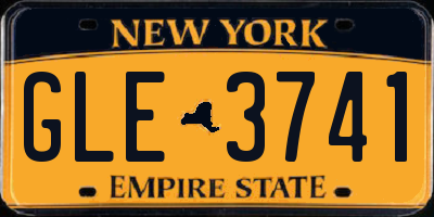NY license plate GLE3741