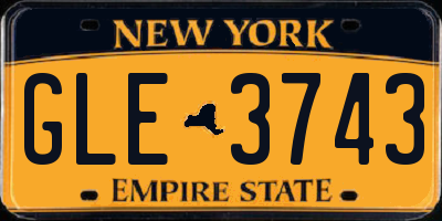 NY license plate GLE3743