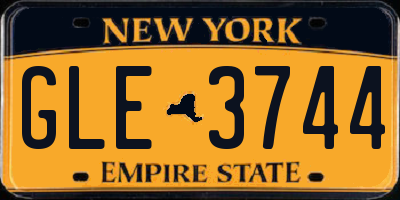 NY license plate GLE3744