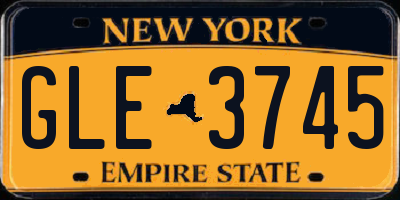NY license plate GLE3745