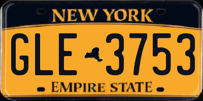 NY license plate GLE3753