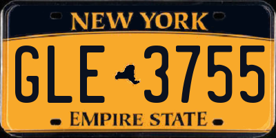 NY license plate GLE3755