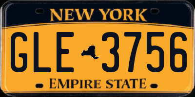 NY license plate GLE3756