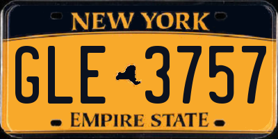 NY license plate GLE3757