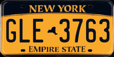 NY license plate GLE3763