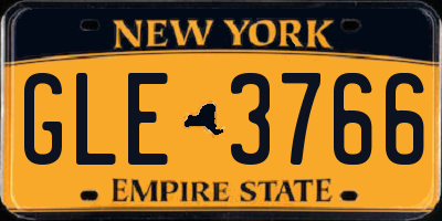NY license plate GLE3766