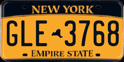 NY license plate GLE3768
