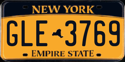 NY license plate GLE3769