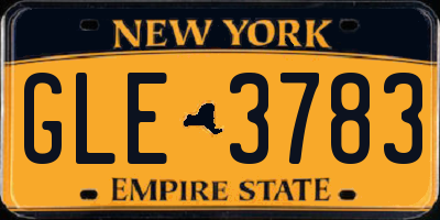 NY license plate GLE3783