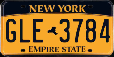 NY license plate GLE3784