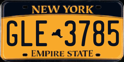 NY license plate GLE3785