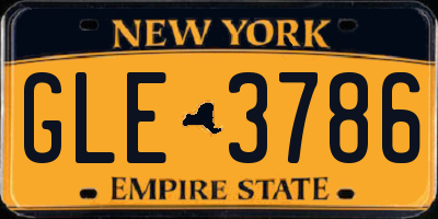 NY license plate GLE3786
