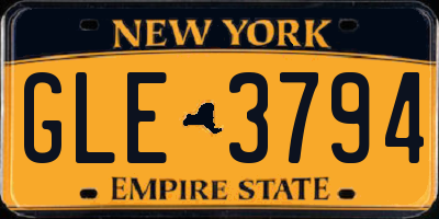 NY license plate GLE3794