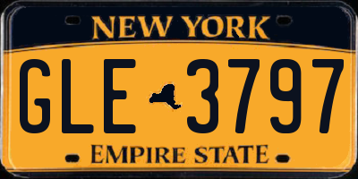 NY license plate GLE3797