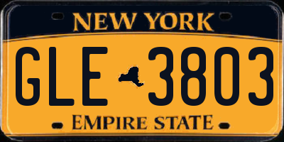 NY license plate GLE3803