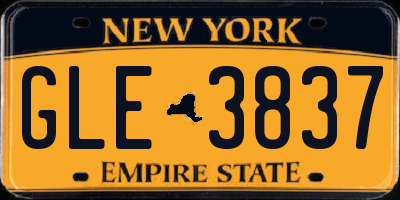 NY license plate GLE3837