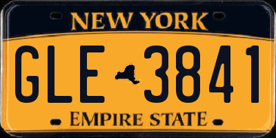 NY license plate GLE3841