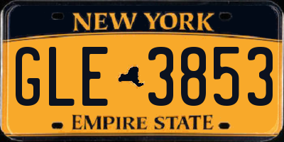 NY license plate GLE3853