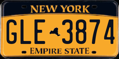 NY license plate GLE3874