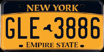 NY license plate GLE3886