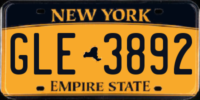 NY license plate GLE3892