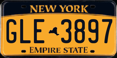 NY license plate GLE3897