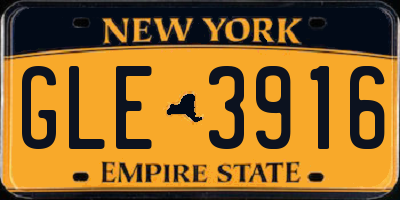 NY license plate GLE3916