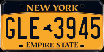 NY license plate GLE3945