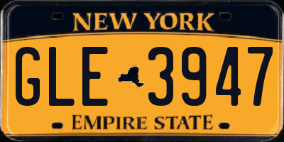 NY license plate GLE3947
