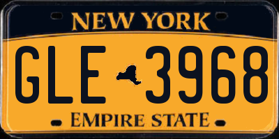 NY license plate GLE3968
