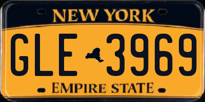 NY license plate GLE3969