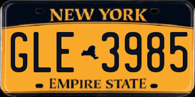 NY license plate GLE3985