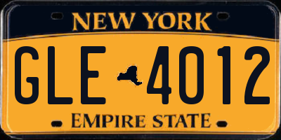 NY license plate GLE4012