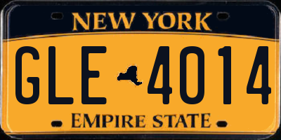 NY license plate GLE4014