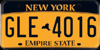 NY license plate GLE4016