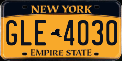 NY license plate GLE4030