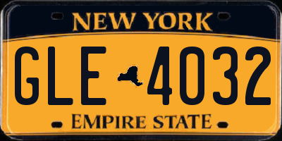 NY license plate GLE4032
