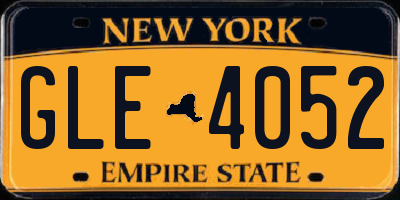 NY license plate GLE4052