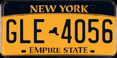 NY license plate GLE4056