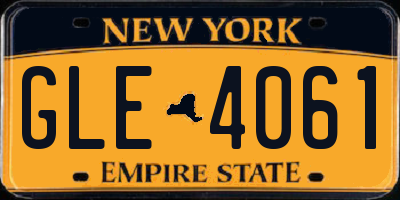 NY license plate GLE4061