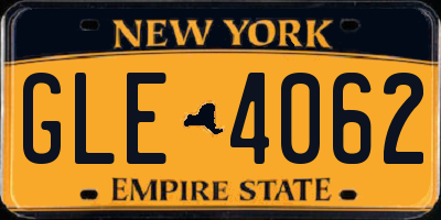 NY license plate GLE4062