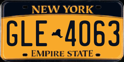 NY license plate GLE4063