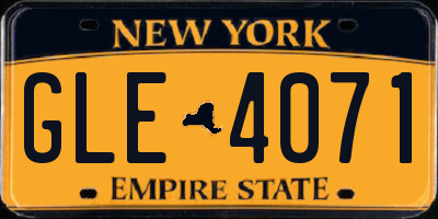 NY license plate GLE4071