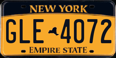 NY license plate GLE4072