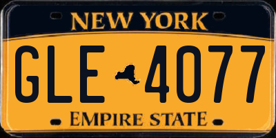 NY license plate GLE4077