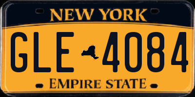 NY license plate GLE4084