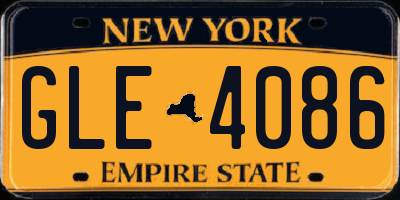 NY license plate GLE4086