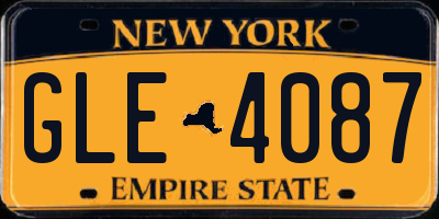 NY license plate GLE4087
