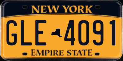 NY license plate GLE4091