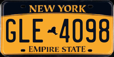 NY license plate GLE4098